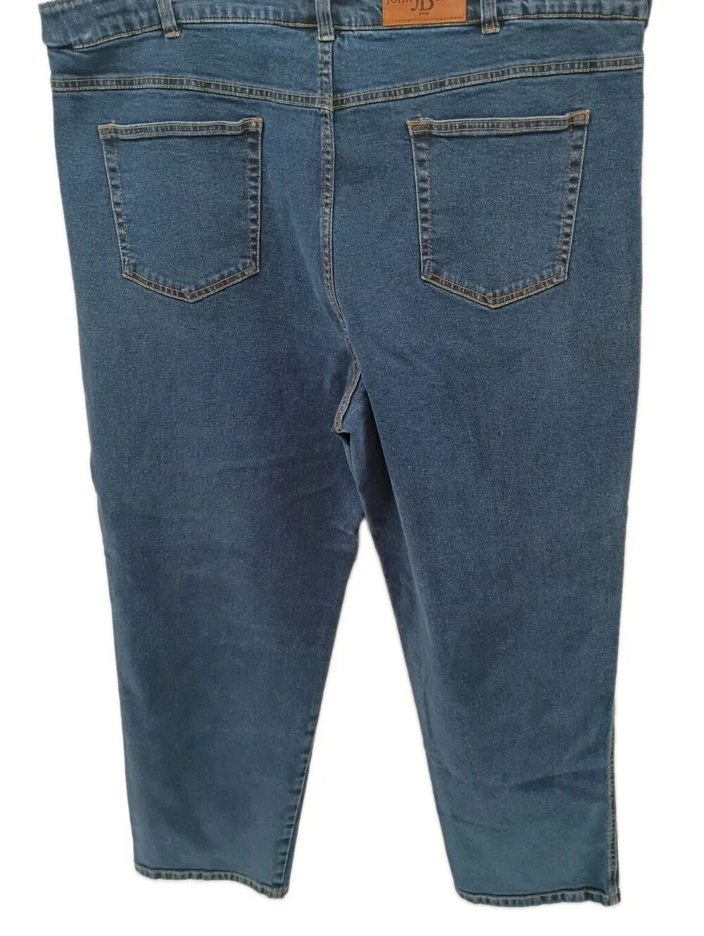 John Blair Jeans Mens 44x34 Blue Denim Straight Leg Adjustable Waist Med Wash